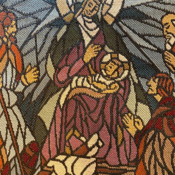 Christmas Holiday Decor Pillow Stained Glass Pattern Nativity Scene Holy Night - Picture 2 of 8